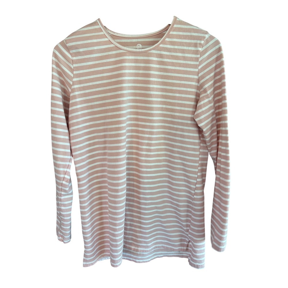 Marleylilly Pink White Striped Long Sleeve Crewneck Tunic Shirt Women's Medium